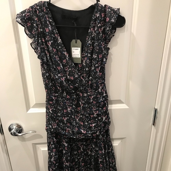 ALLSAINTS- CARIS FLORAL DRAPED DRESS (NWT) - Picture 13 of 16